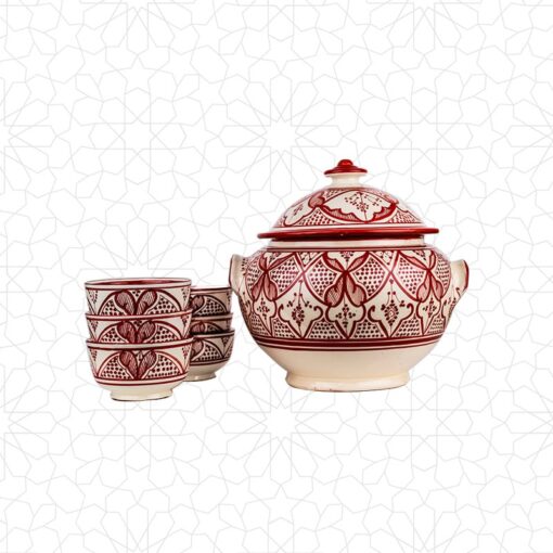 Red Ceramic Soup Set - Elegant Design for Cozy Meals
