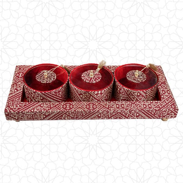 Dark Red Decorative Nuts Display Set for Home or Event Decor